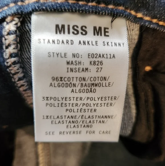 Miss Me Standard Ankle Skinny Size 26 Inseam 27 - Picture 6 of 8